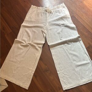 Divided Linen Blend Wide Leg Pants